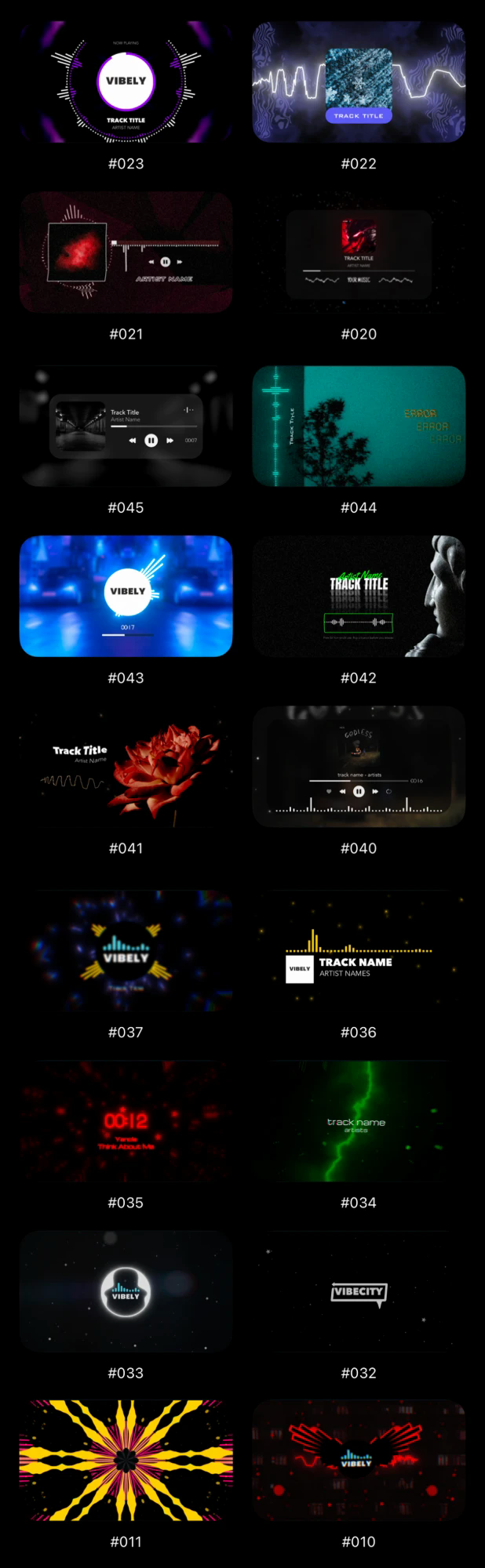 The templates on the Projects screen